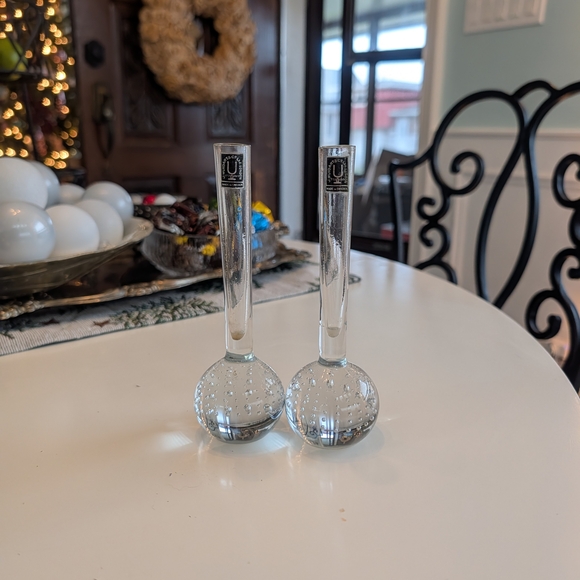 VTG 50s/60s Sweden J. Wuidart & Co — Set of 2 Clear Bubble Glass Bud Vases - Picture 15 of 15